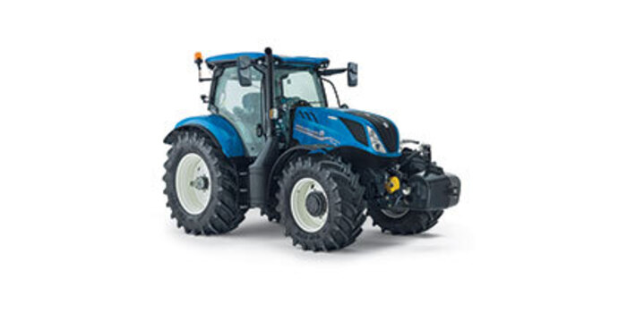 Produktbild från New Holland T6.155 Deluxe-modellkortet; transmissionen framgår inte.