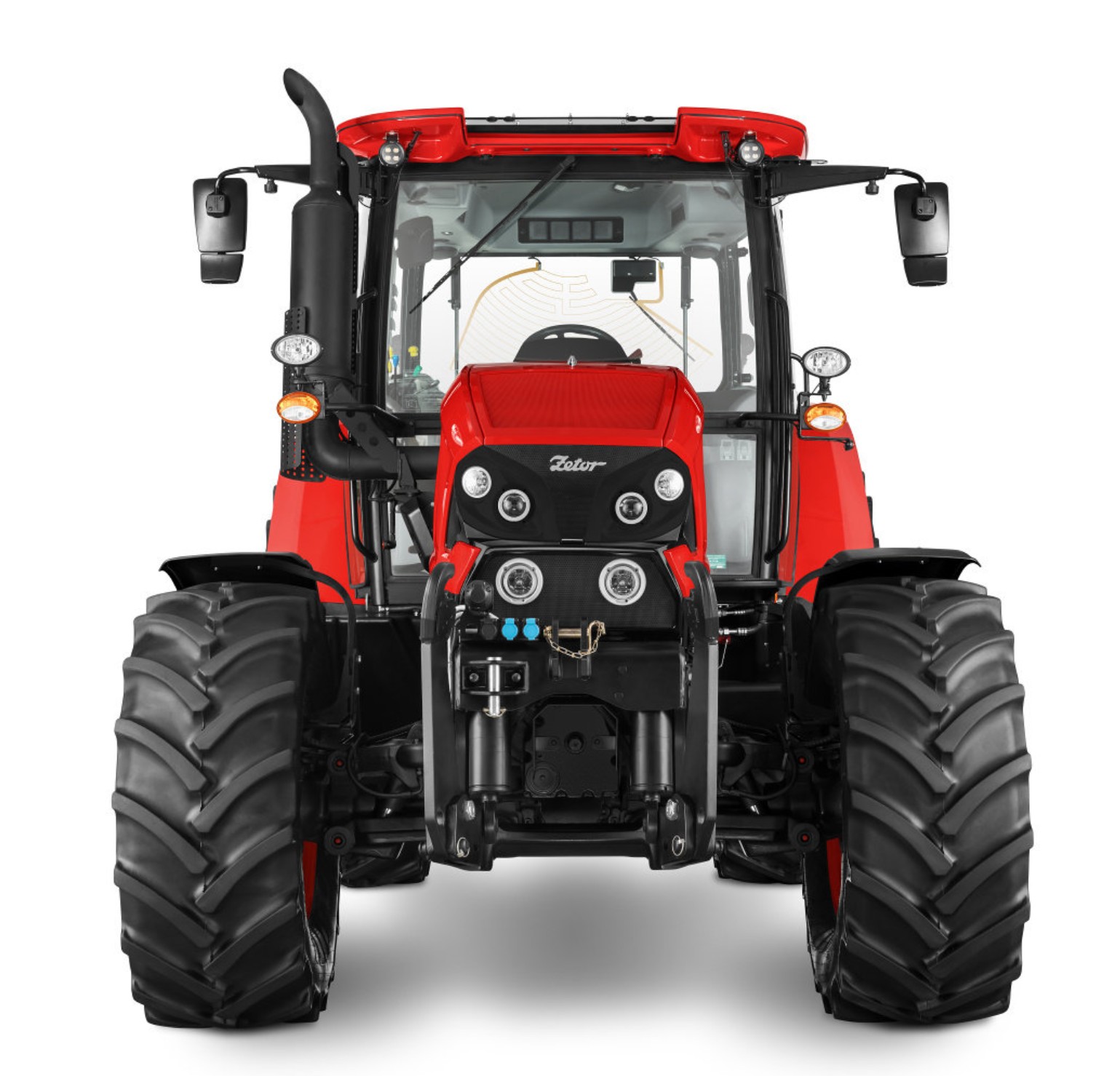 Zetor Forterra-traktor framifrån mot vit bakgrund; Tractorbook anger tillverkarbilden som Forterra CL 100.